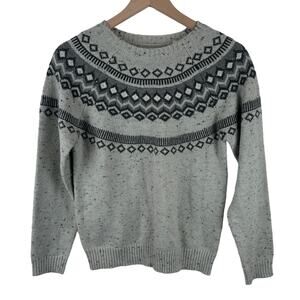 Weatherproof Vintage Fair Isle Sweater Womens Size Small Gray Knit Pullover Cozy